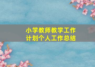 小学教师教学工作计划个人工作总结