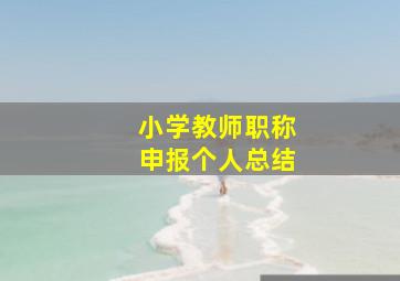 小学教师职称申报个人总结