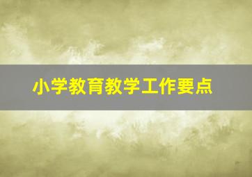 小学教育教学工作要点