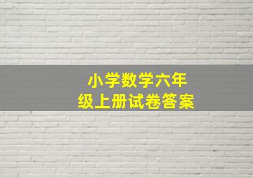 小学数学六年级上册试卷答案