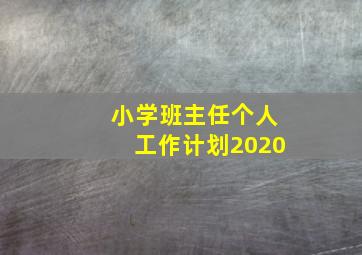 小学班主任个人工作计划2020