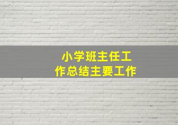 小学班主任工作总结主要工作