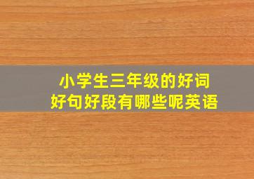 小学生三年级的好词好句好段有哪些呢英语