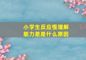 小学生反应慢理解能力差是什么原因