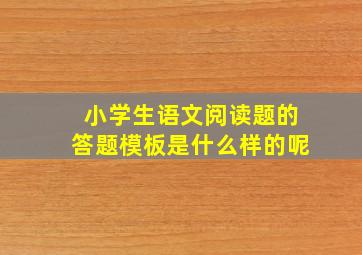 小学生语文阅读题的答题模板是什么样的呢