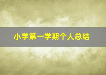 小学第一学期个人总结