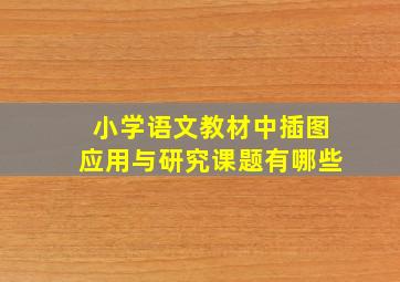 小学语文教材中插图应用与研究课题有哪些