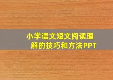 小学语文短文阅读理解的技巧和方法PPT