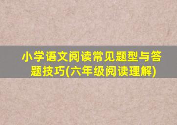 小学语文阅读常见题型与答题技巧(六年级阅读理解)