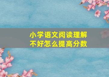 小学语文阅读理解不好怎么提高分数