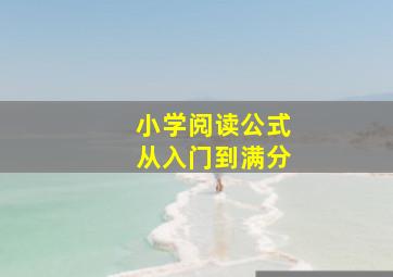 小学阅读公式从入门到满分