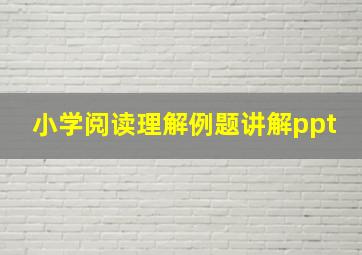 小学阅读理解例题讲解ppt