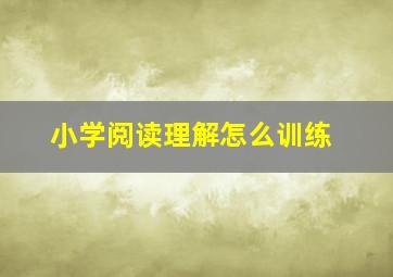 小学阅读理解怎么训练