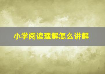 小学阅读理解怎么讲解