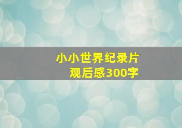 小小世界纪录片观后感300字