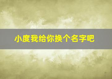 小度我给你换个名字吧