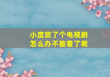 小度放了个电视剧怎么办不能看了呢