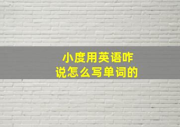 小度用英语咋说怎么写单词的