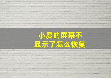 小度的屏幕不显示了怎么恢复