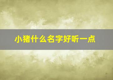 小猪什么名字好听一点