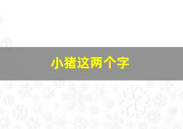 小猪这两个字