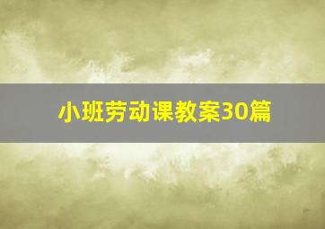 小班劳动课教案30篇