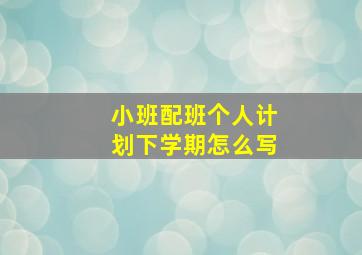 小班配班个人计划下学期怎么写