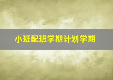 小班配班学期计划学期