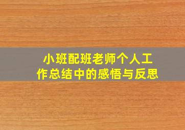 小班配班老师个人工作总结中的感悟与反思