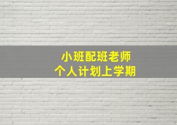 小班配班老师个人计划上学期