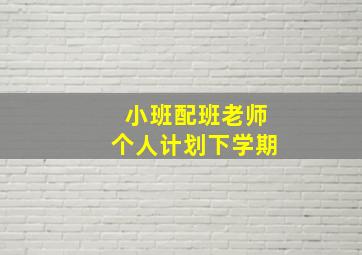 小班配班老师个人计划下学期