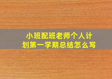 小班配班老师个人计划第一学期总结怎么写