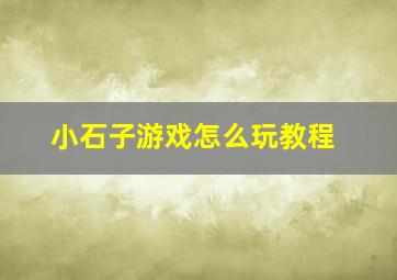 小石子游戏怎么玩教程