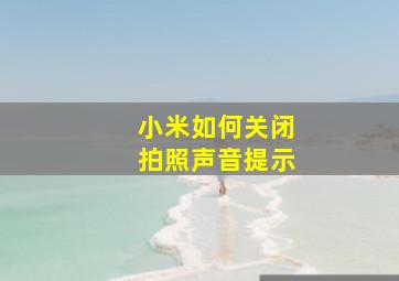 小米如何关闭拍照声音提示