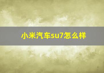 小米汽车su7怎么样