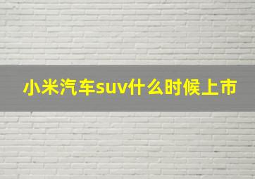 小米汽车suv什么时候上市