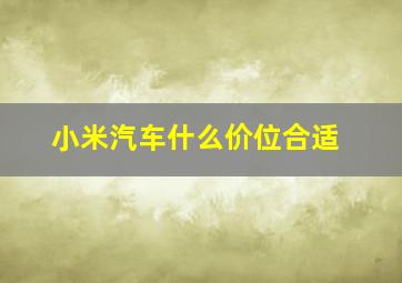 小米汽车什么价位合适