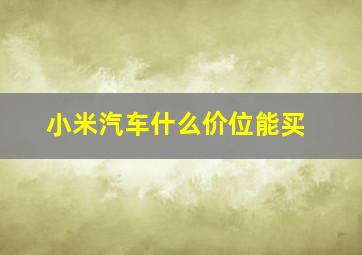 小米汽车什么价位能买