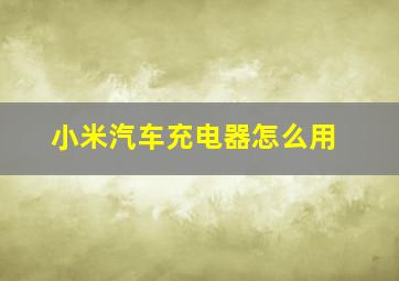 小米汽车充电器怎么用