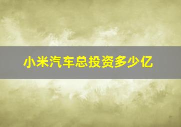 小米汽车总投资多少亿