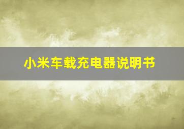 小米车载充电器说明书