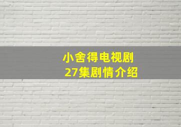 小舍得电视剧27集剧情介绍