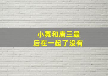 小舞和唐三最后在一起了没有