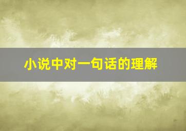 小说中对一句话的理解