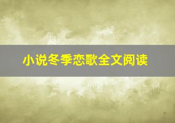 小说冬季恋歌全文阅读