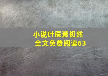 小说叶辰萧初然全文免费阅读63