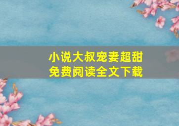 小说大叔宠妻超甜免费阅读全文下载