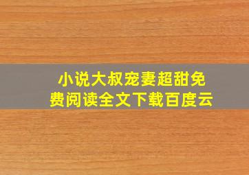 小说大叔宠妻超甜免费阅读全文下载百度云