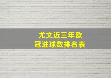 尤文近三年欧冠进球数排名表