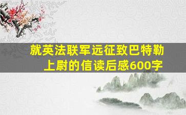 就英法联军远征致巴特勒上尉的信读后感600字